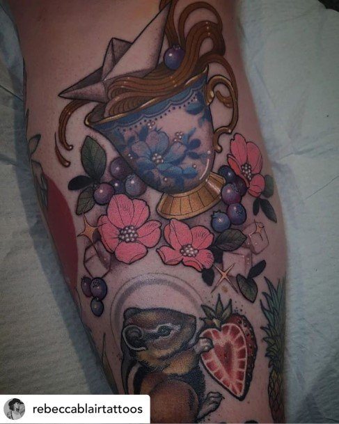 Impressive Ladies Tea Cup Tattoo