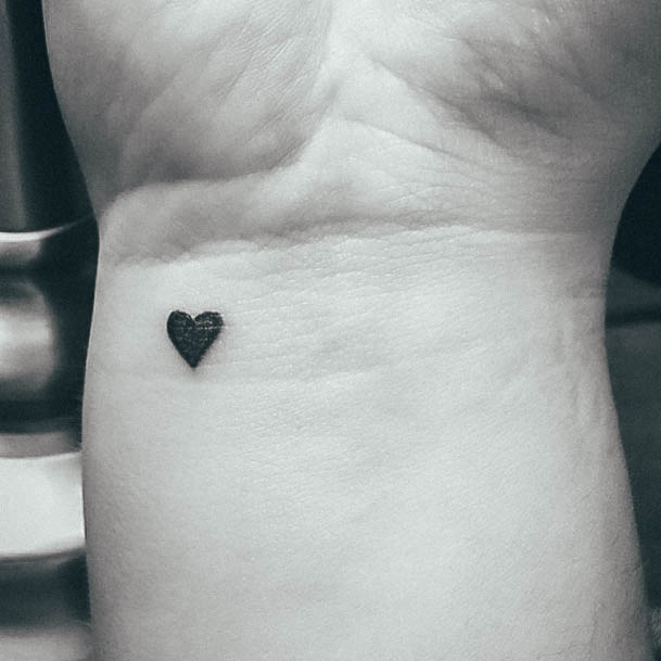 Impressive Ladies Tiny Tattoo Wrist Heart Black Ink