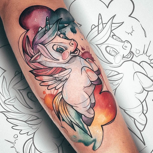 Impressive Ladies Unicorn Tattoo