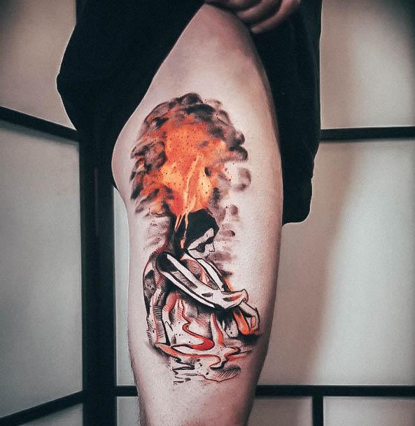 Impressive Ladies Volcano Tattoo