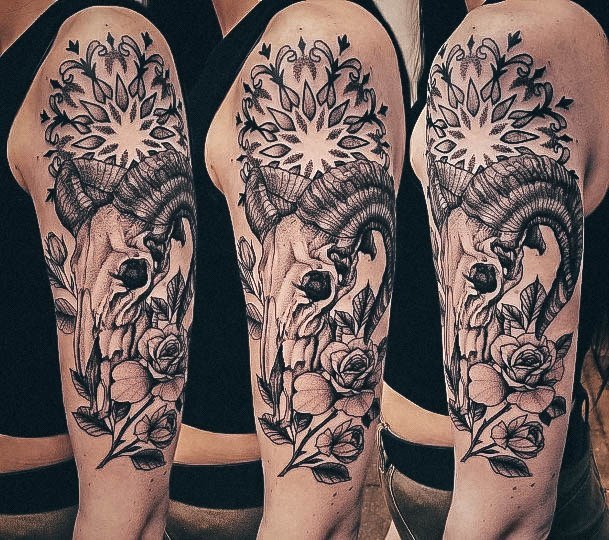 Incredible Aries Tattoo For Ladies Half Sleeve