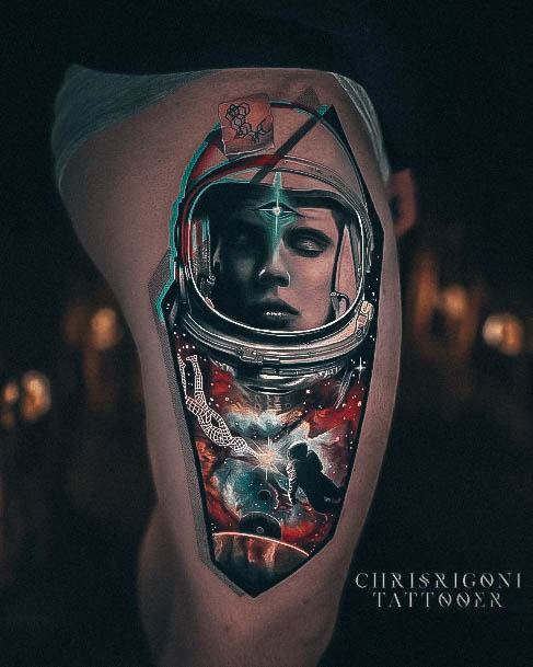 Incredible Astronaut Tattoo For Ladies