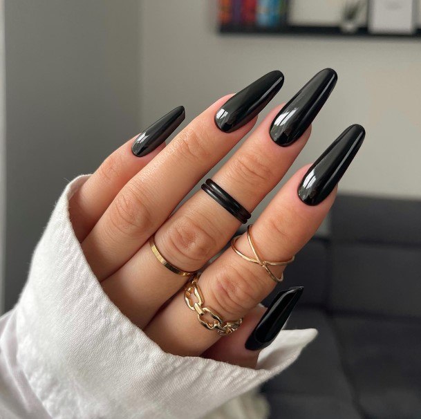Incredible Black Oval Fingernail For Ladies
