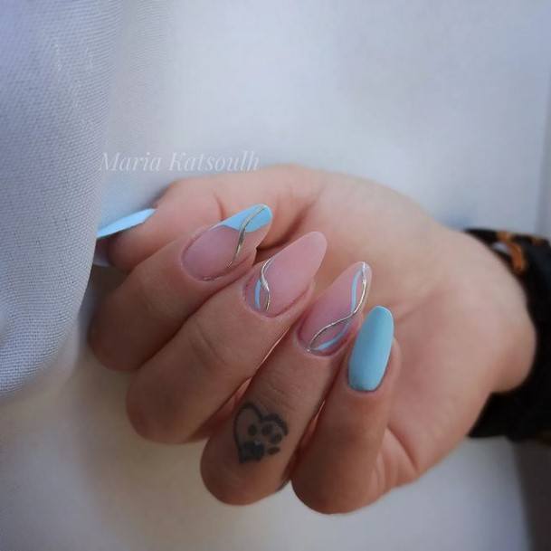 Incredible Blue And Gold Fingernail For Ladies