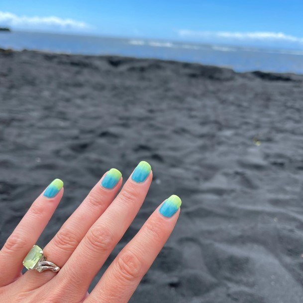 Incredible Blue And Green Nail For Ladies