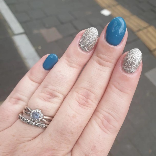 Incredible Blue And Silver Nail For Ladies