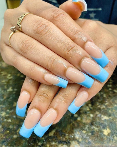 Incredible Blue French Tip Nail For Ladies