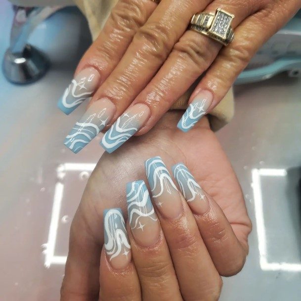 Incredible Blue Ombre Fingernail For Ladies