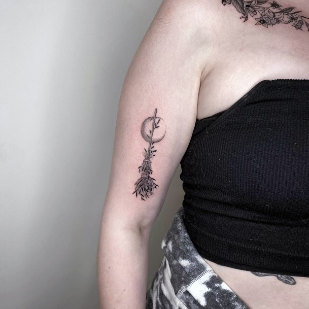 Incredible Broomstick Tattoo For Ladies