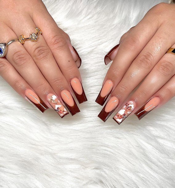 Incredible Brown French Tip Fingernail For Ladies