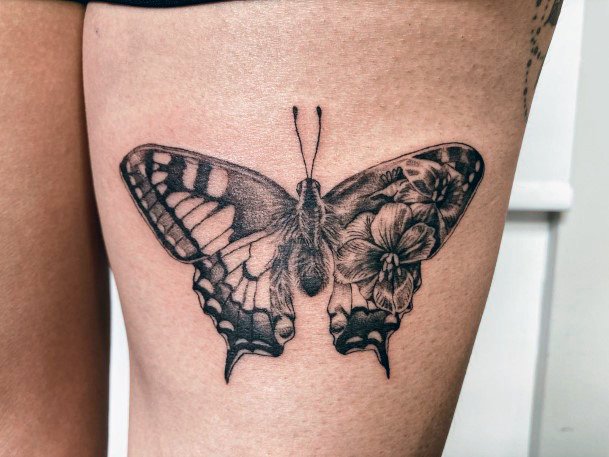 Incredible Butterfly Flower Tattoo For Ladies