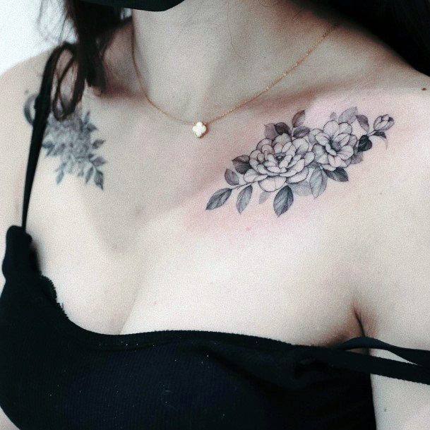 Incredible Camellia Tattoo For Ladies