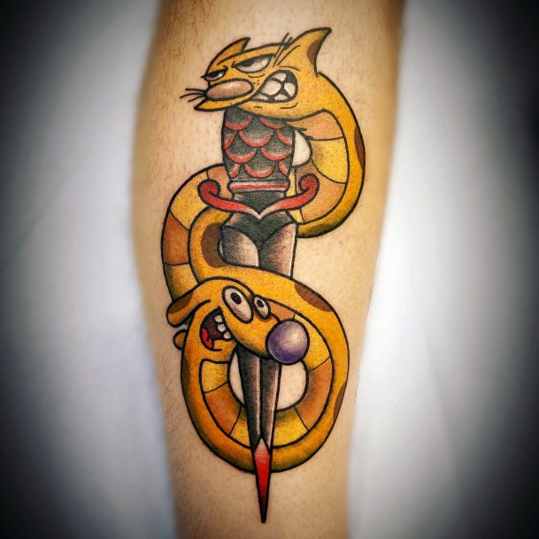 Incredible Catdog Tattoo For Ladies