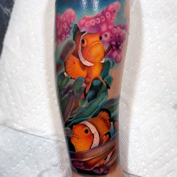 Incredible Clown Fish Tattoo For Ladies