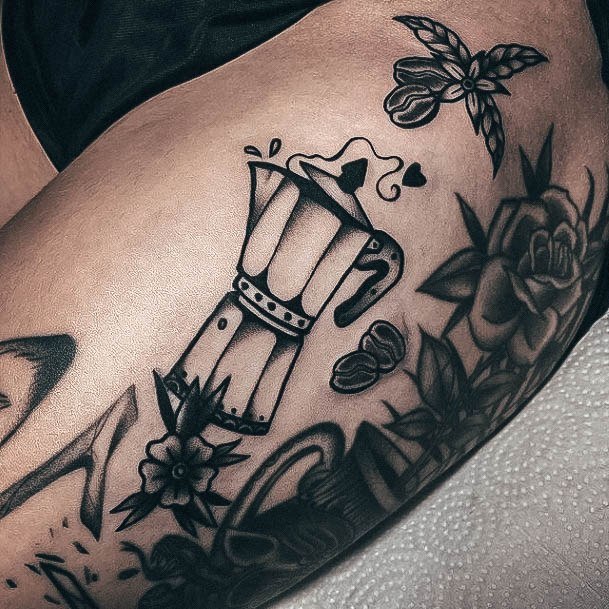 Incredible Coffee Pot Tattoo For Ladies