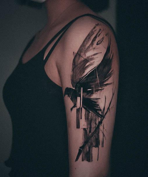 Incredible Crow Tattoo For Ladies