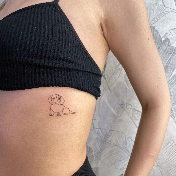 Incredible Dachshund Tattoo For Ladies