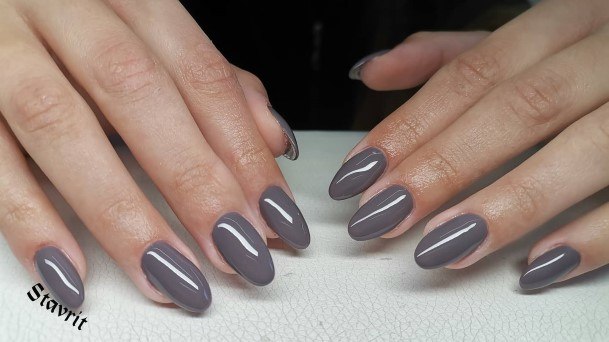 Incredible Dark Grey Nail For Ladies