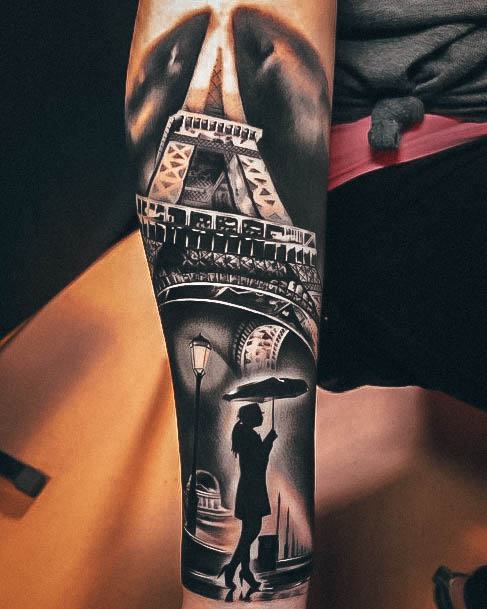 Incredible Eiffel Tower Tattoo For Ladies