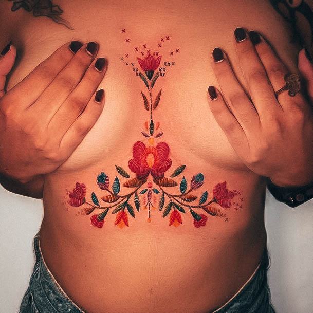 Incredible Embroidery Tattoo For Ladies