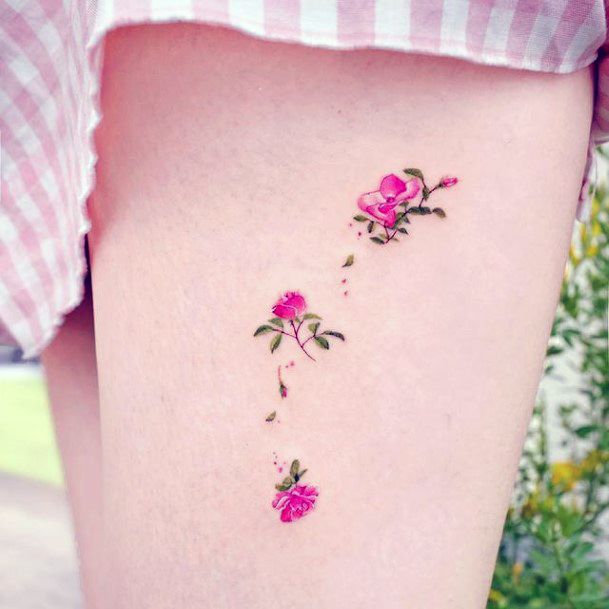 Incredible Flower Petal Tattoo For Ladies