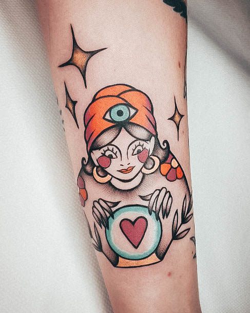 Incredible Fortune Teller Tattoo For Ladies