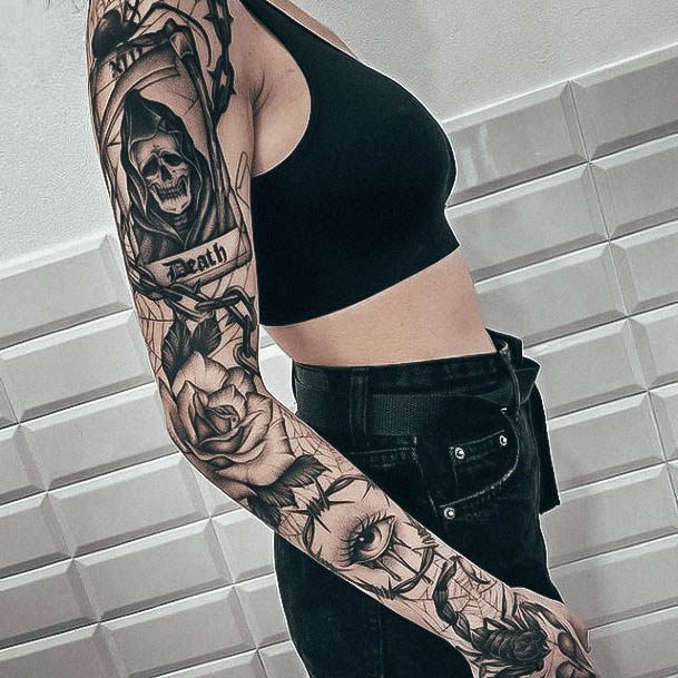 Incredible Full Sleeve Tattoo For Ladies