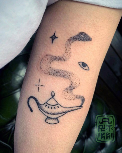 Incredible Genie Lamp Tattoo For Ladies