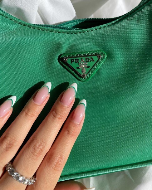 Incredible Green And White Nail For Ladies