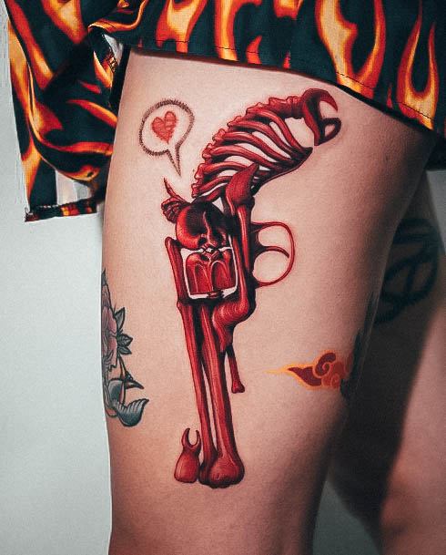 Incredible Gun Tattoo For Ladies