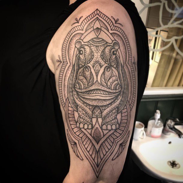 Incredible Hippo Tattoo For Ladies