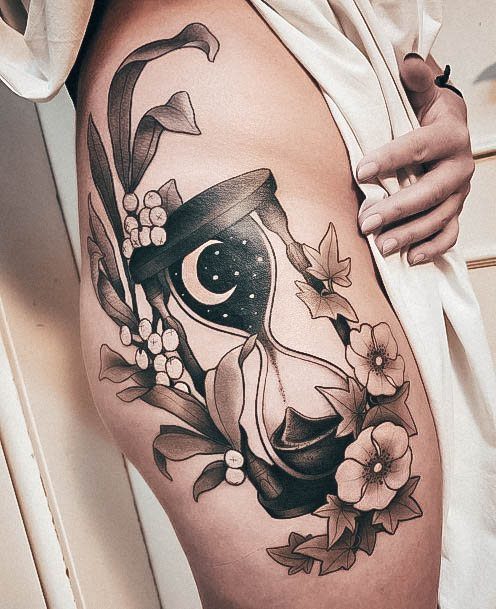 Incredible Hourglass Tattoo For Ladies