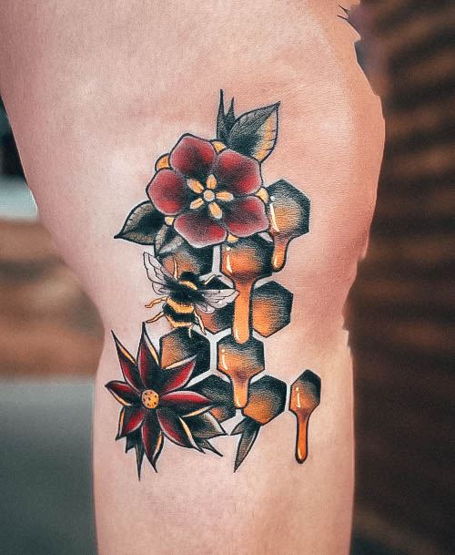 Incredible Knee Tattoo For Ladies