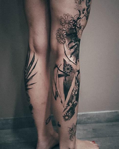 Incredible Leg Sleeve Tattoo For Ladies