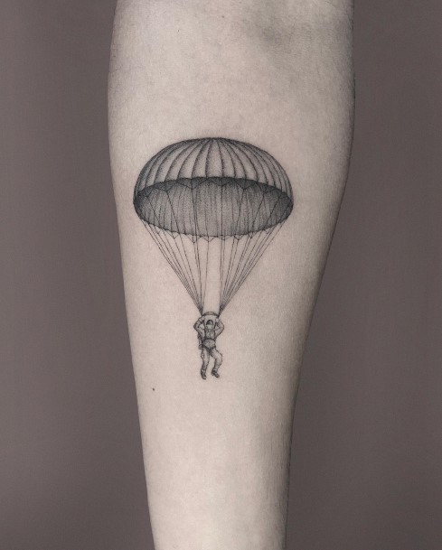 Incredible Parachute Skydiving Tattoo For Ladies