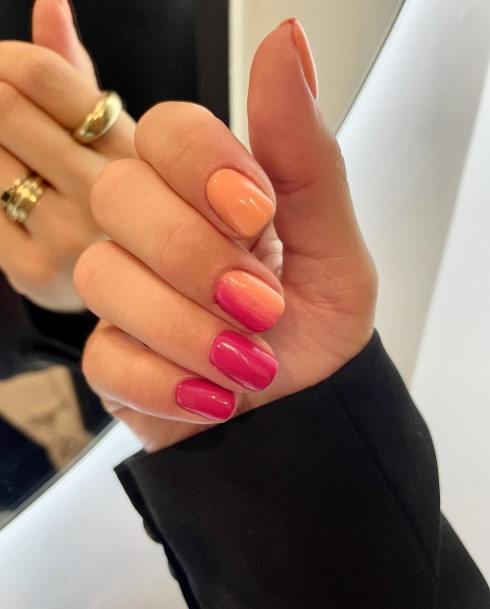 Incredible Peach And Pink Fingernail For Ladies