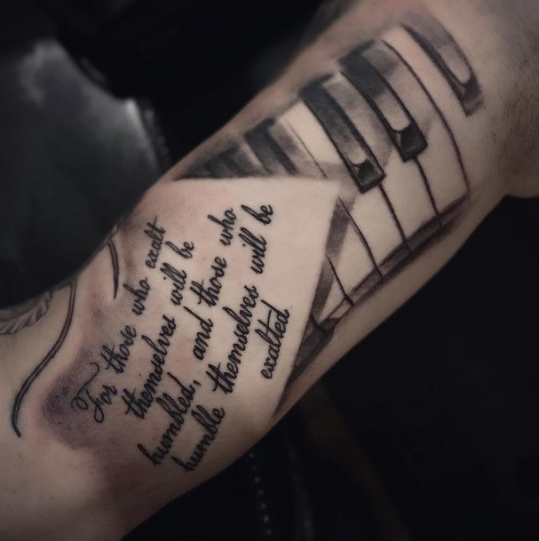 Incredible Piano Tattoo For Ladies