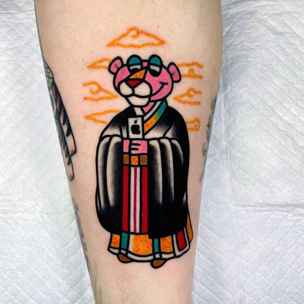 Incredible Pink Panther Tattoo For Ladies