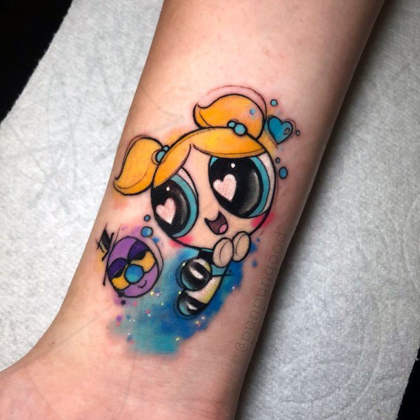 Incredible Powerpuff Girls Bubbles Tattoo For Ladies