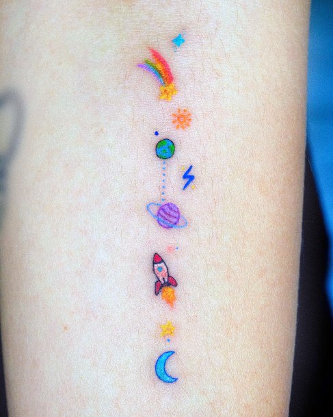 Incredible Rainbow Tattoo For Ladies