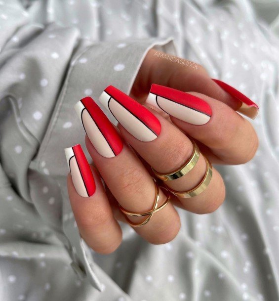 Incredible Red And Black Fingernail For Ladies