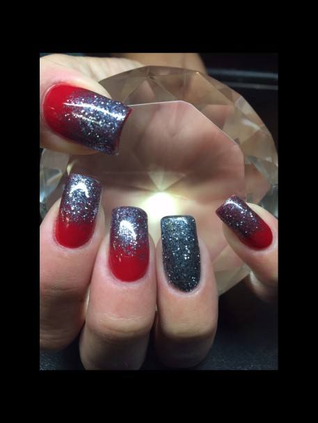 Incredible Red And Grey Fingernail For Ladies