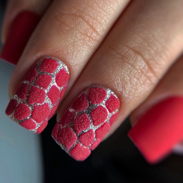 Incredible Red And Silver Fingernail For Ladies