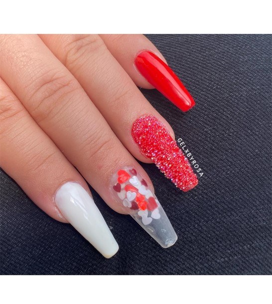 Incredible Red And White Nail For Ladies
