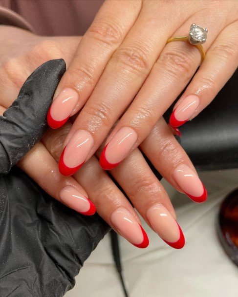 Incredible Red French Tip Fingernail For Ladies