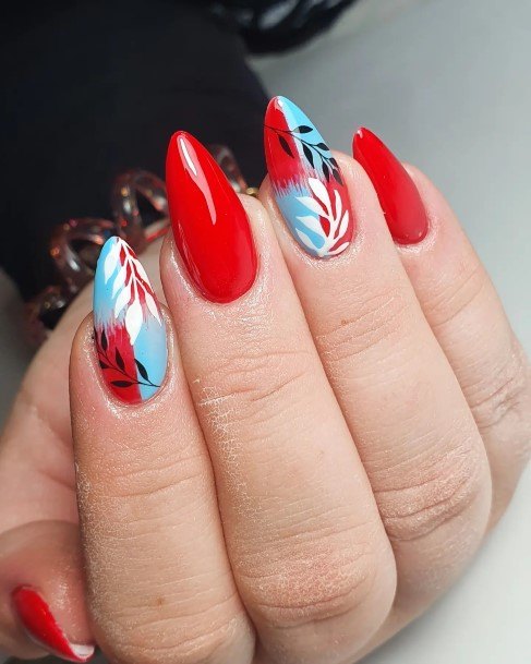 Incredible Red White And Blue Fingernail For Ladies