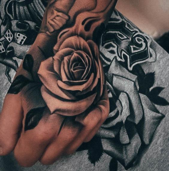 Incredible Rose Hand Tattoo For Ladies