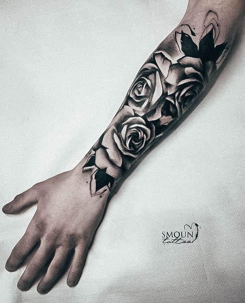 Incredible Rose Sleeve Tattoo For Ladies