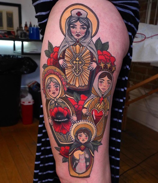 Incredible Russian Nesting Doll Matryoshka Tattoo For Ladies