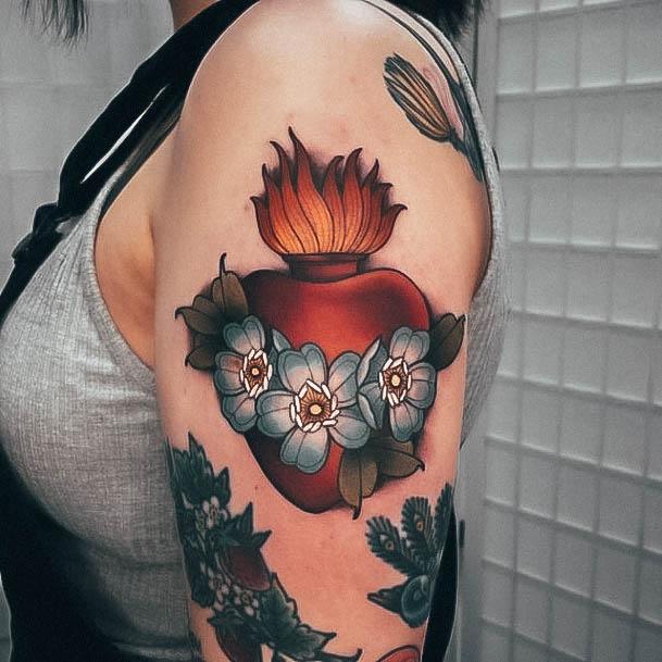 Incredible Sacred Heart Tattoo For Ladies